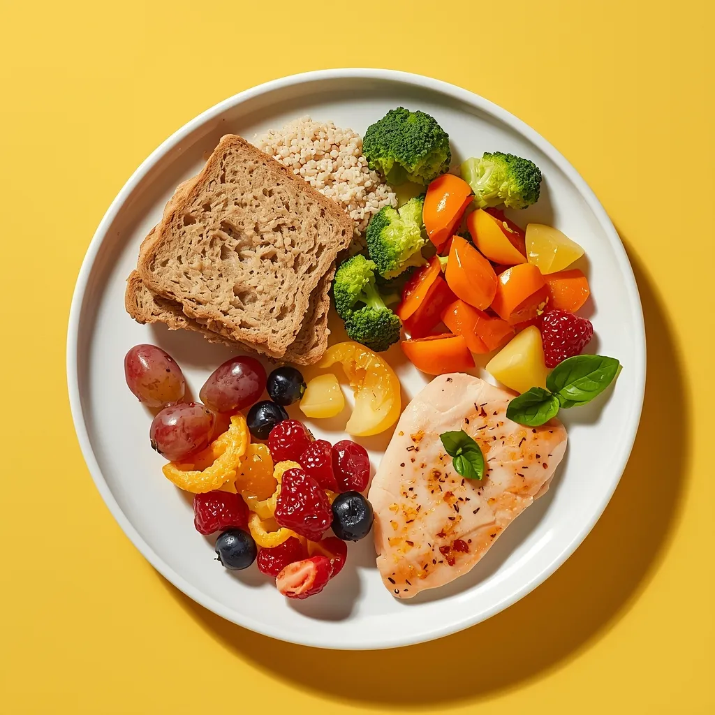 Tasapainoinen lautanen eri ruokaryhmillä